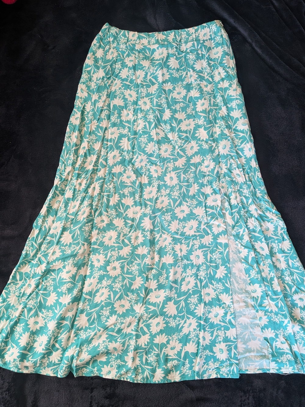 URBAN Romantics Teal and White Floral Maxi Skirt